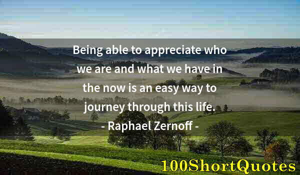 Quote by Albert Einstein: Being able to appreciate who we are and what we have in the now is an easy way to journey through th...