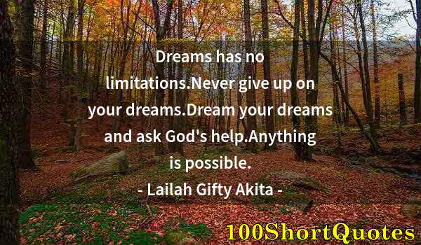 Quote by Albert Einstein: Dreams has no limitations.Never give up on your dreams.Dream your dreams and ask God's help.Anything...