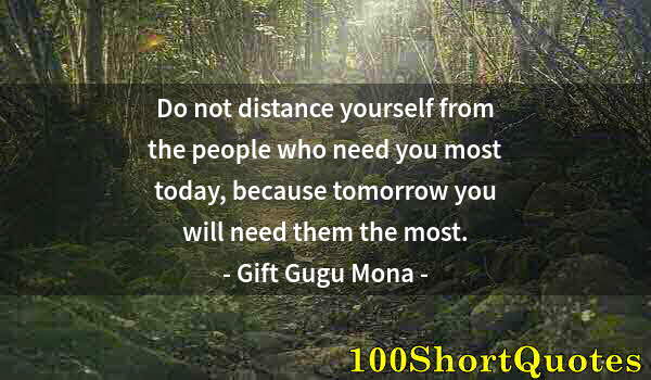 Quote by Albert Einstein: Do not distance yourself from the people who need you most today, because tomorrow you will need the...