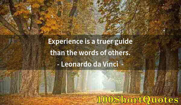 Quote by Albert Einstein: Experience is a truer guide than the words of others.