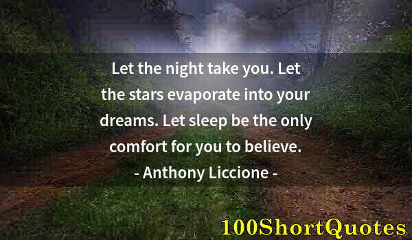 Quote by Albert Einstein: Let the night take you. Let the stars evaporate into your dreams. Let sleep be the only comfort for ...