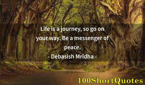 Quote by Albert Einstein: Life is a journey, so go on your way. Be a messenger of peace.