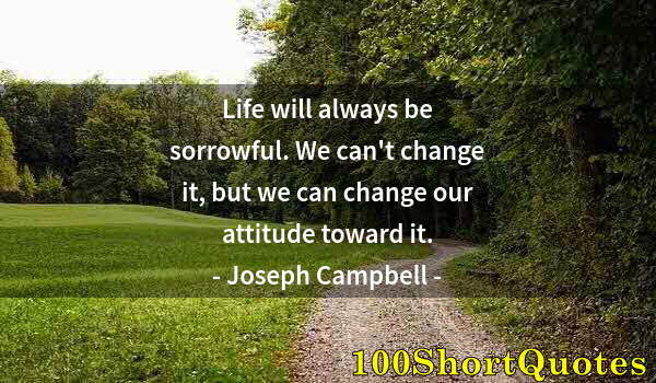 Quote by Albert Einstein: Life will always be sorrowful. We can't change it, but we can change our attitude toward it.