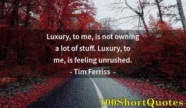 Quote by Albert Einstein: Luxury, to me, is not owning a lot of stuff. Luxury, to me, is feeling unrushed.