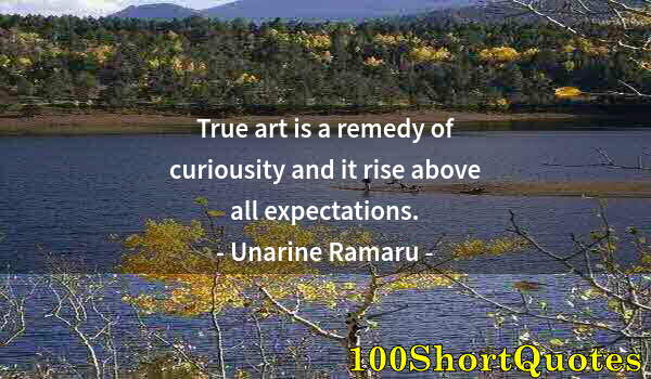 Quote by Albert Einstein: True art is a remedy of curiousity and it rise above all expectations.