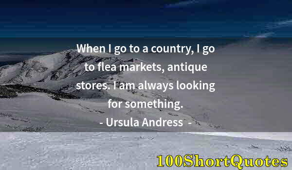 Quote by Albert Einstein: When I go to a country, I go to flea markets, antique stores. I am always looking for something.