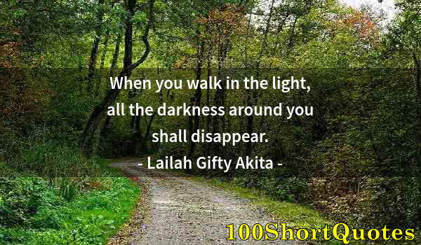 Quote by Albert Einstein: When you walk in the light, all the darkness around you shall disappear.