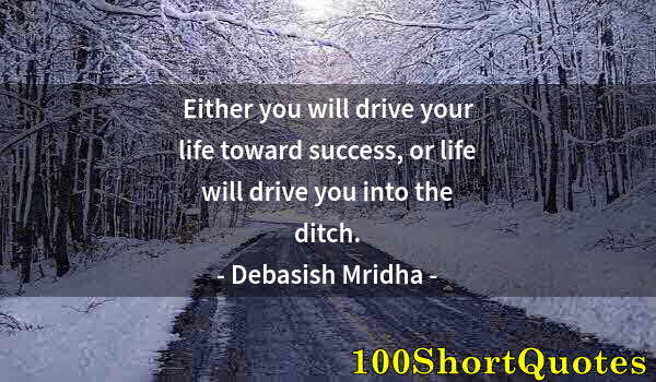 Quote by Albert Einstein: Either you will drive your life toward success, or life will drive you into the ditch.