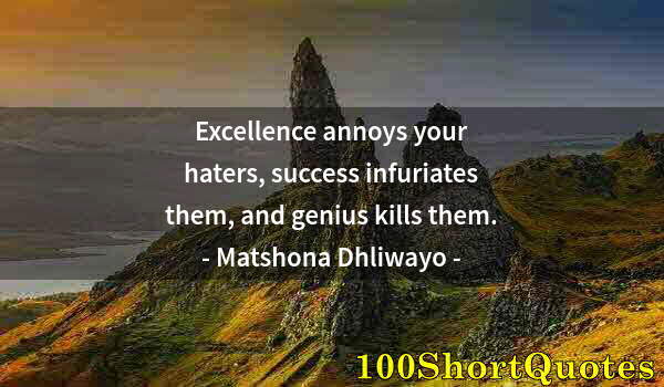 Quote by Albert Einstein: Excellence annoys your haters, success infuriates them, and genius kills them.