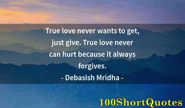 Quote by Albert Einstein: True love never wants to get, just give. True love never can hurt because it always forgives.