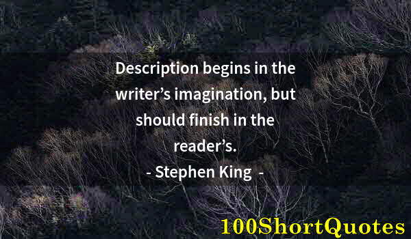 Quote by Albert Einstein: Description begins in the writer’s imagination, but should finish in the reader’s.