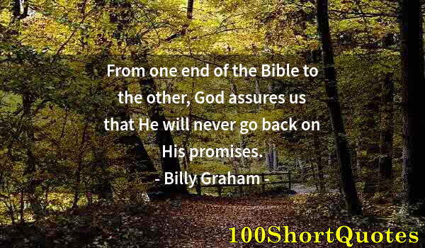 Quote by Albert Einstein: From one end of the Bible to the other, God assures us that He will never go back on His promises.