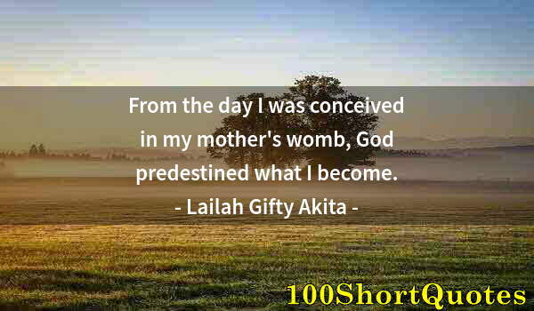 Quote by Albert Einstein: From the day I was conceived in my mother's womb, God predestined what I become.