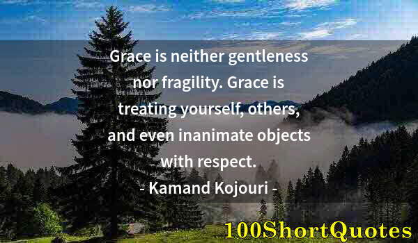 Quote by Albert Einstein: Grace is neither gentleness nor fragility. Grace is treating yourself, others, and even inanimate ob...