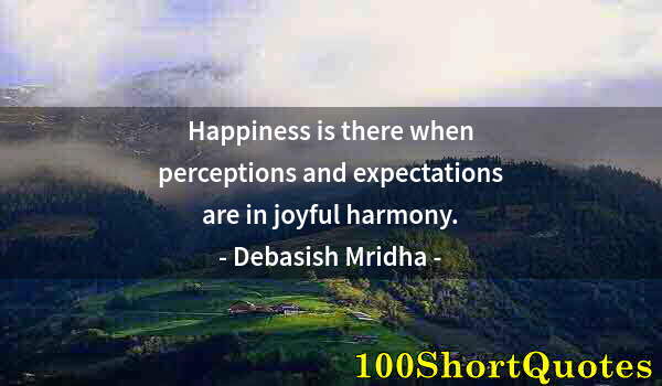 Quote by Albert Einstein: Happiness is there when perceptions and expectations are in joyful harmony.