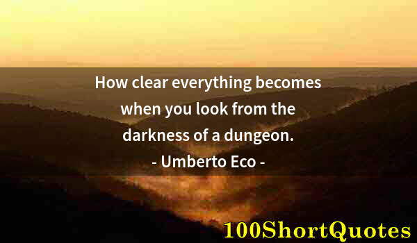 Quote by Albert Einstein: How clear everything becomes when you look from the darkness of a dungeon.