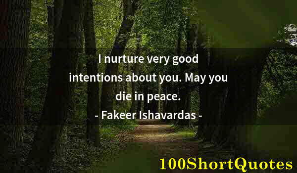 Quote by Albert Einstein: I nurture very good intentions about you. May you die in peace.