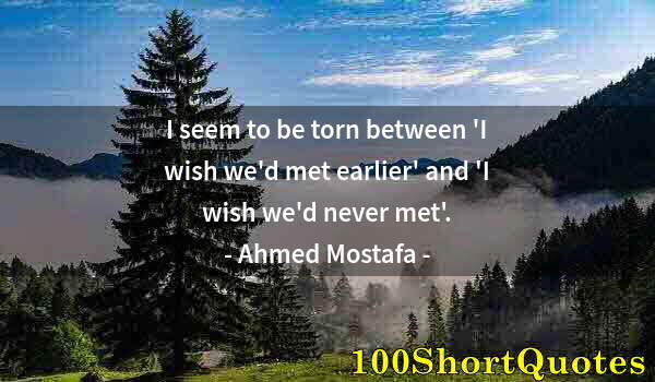 Quote by Albert Einstein: I seem to be torn between 'I wish we'd met earlier' and 'I wish we'd never met'.