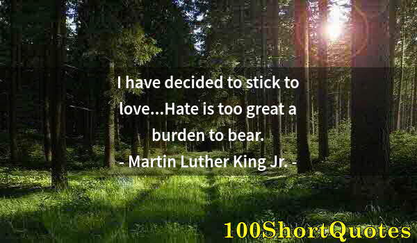 Quote by Albert Einstein: I have decided to stick to love...Hate is too great a burden to bear.