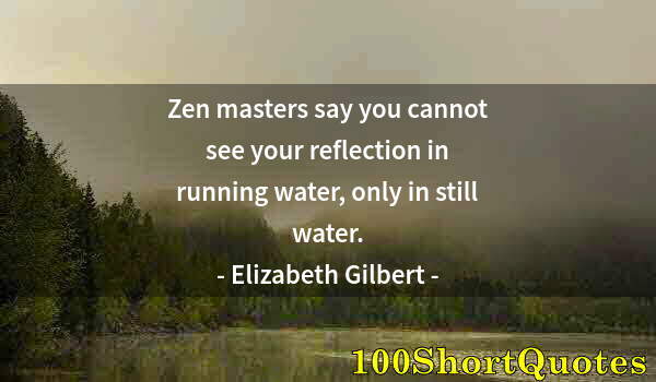 Quote by Albert Einstein: Zen masters say you cannot see your reflection in running water, only in still water.