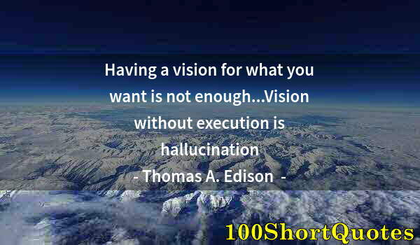 Quote by Albert Einstein: Having a vision for what you want is not enough...Vision without execution is hallucination