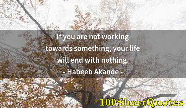 Quote by Albert Einstein: If you are not working towards something, your life will end with nothing.