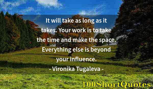 Quote by Albert Einstein: It will take as long as it takes. Your work is to take the time and make the space. Everything else ...