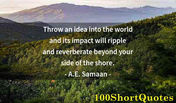 Quote by Albert Einstein: Throw an idea into the world and its impact will ripple and reverberate beyond your side of the shor...