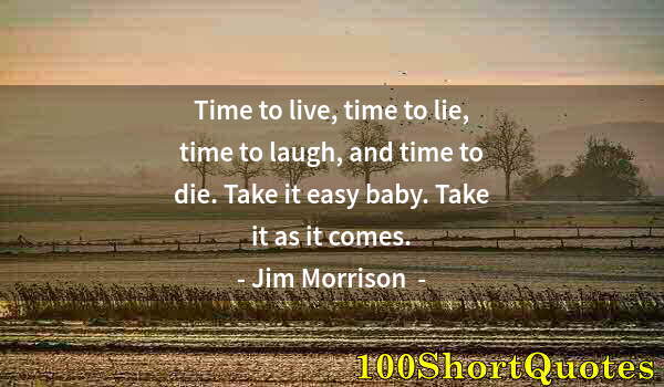 Quote by Albert Einstein: Time to live, time to lie, time to laugh, and time to die. Take it easy baby. Take it as it comes.