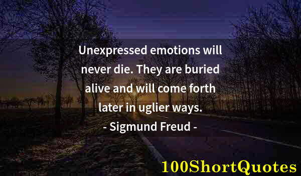 Quote by Albert Einstein: Unexpressed emotions will never die. They are buried alive and will come forth later in uglier ways.