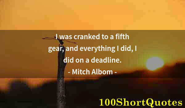 Quote by Albert Einstein: I was cranked to a fifth gear, and everything I did, I did on a deadline.