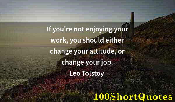 Quote by Albert Einstein: If you're not enjoying your work, you should either change your attitude, or change your job.