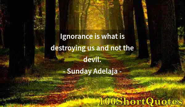 Quote by Albert Einstein: Ignorance is what is destroying us and not the devil.