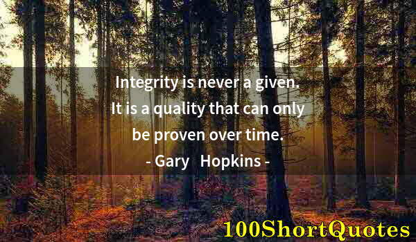 Quote by Albert Einstein: Integrity is never a given. It is a quality that can only be proven over time.