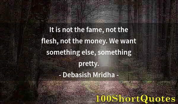 Quote by Albert Einstein: It is not the fame, not the flesh, not the money. We want something else, something pretty.