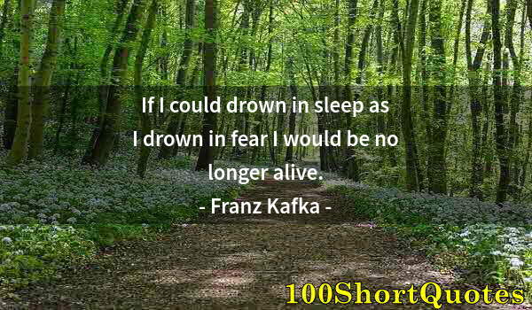 Quote by Albert Einstein: If I could drown in sleep as I drown in fear I would be no longer alive.