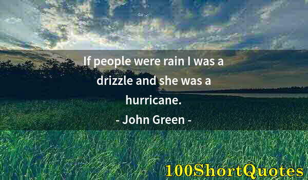 Quote by Albert Einstein: If people were rain I was a drizzle and she was a hurricane.