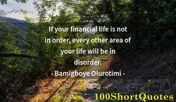 Quote by Albert Einstein: If your financial life is not in order, every other area of your life will be in disorder.