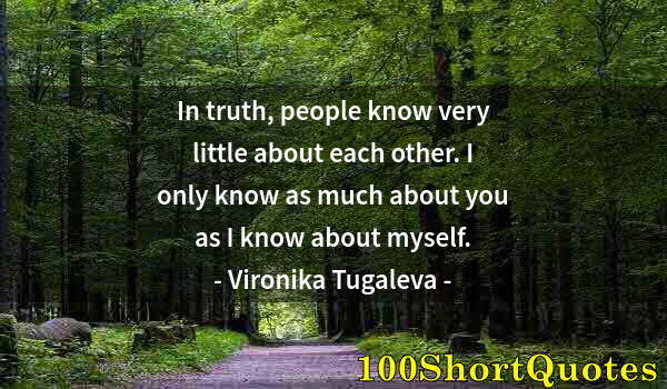 Quote by Albert Einstein: In truth, people know very little about each other. I only know as much about you as I know about my...