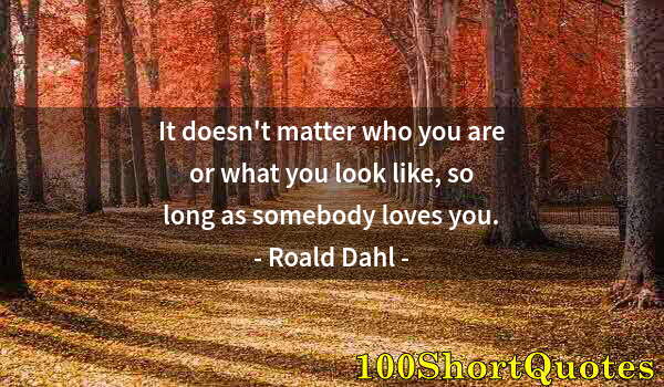 Quote by Albert Einstein: It doesn't matter who you are or what you look like, so long as somebody loves you.