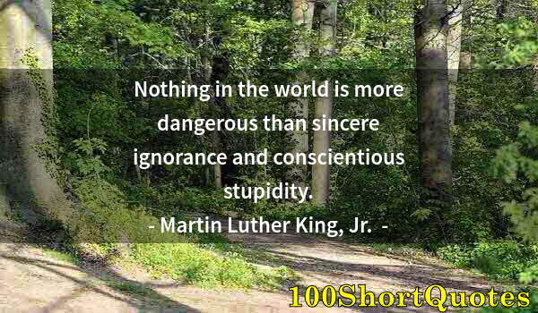 Quote by Albert Einstein: Nothing in the world is more dangerous than sincere ignorance and conscientious stupidity.