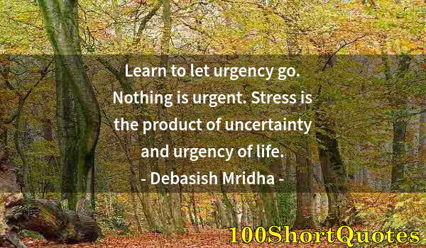 Quote by Albert Einstein: Learn to let urgency go. Nothing is urgent. Stress is the product of uncertainty and urgency of life...