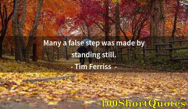 Quote by Albert Einstein: Many a false step was made by standing still.