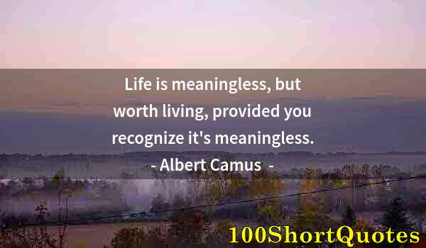 Quote by Albert Einstein: Life is meaningless, but worth living, provided you recognize it's meaningless.