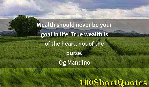 Quote by Albert Einstein: Wealth should never be your goal in life. True wealth is of the heart, not of the purse.