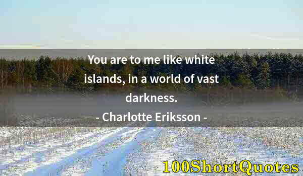 Quote by Albert Einstein: You are to me like white islands, in a world of vast darkness.