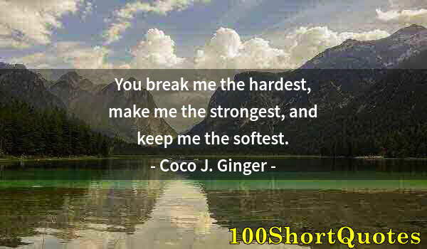 Quote by Albert Einstein: You break me the hardest, make me the strongest, and keep me the softest.