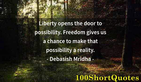 Quote by Albert Einstein: Liberty opens the door to possibility. Freedom gives us a chance to make that possibility a reality.