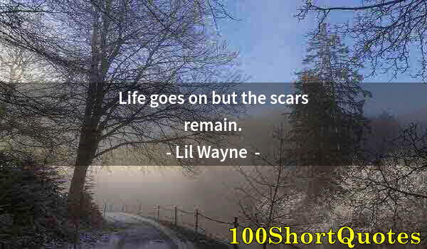 Quote by Albert Einstein: Life goes on but the scars remain.