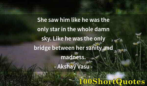 Quote by Albert Einstein: She saw him like he was the only star in the whole damn sky. Like he was the only bridge between her...